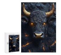 300 PCS Rompecabezas para Adolescentes Black Bull with Golden Horns Rompecabezas Juegos Relajantes Desafío Difícil Desafiante De Completar 300 PCS
