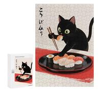 300 PCS Rompecabezas para Adolescentes Black Cat Sushi Rompecabezas para Adultos Juegos Familiares Mejora La Memoria Regalos para Amigos Y Familiares 300 PCS