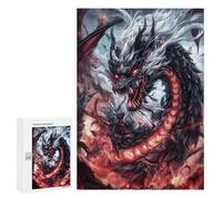 300 PCS Rompecabezas para Adolescentes Black Dragon with Red Eyes Rompecabezas Juegos Relajantes Pero Divertidos Y Humorísticos Cumpleaños Y Navidad 300 PCS
