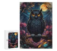 300 PCS Rompecabezas para Adolescentes Black Owl Under Full Moon Rompecabezas para Adultos Juguetes Antiestrés Desafío Difícil Cumpleaños