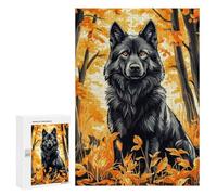 300 PCS Rompecabezas para Adolescentes Black Wolf in Autumn Forest Rompecabezas para Adultos Juego De Ingenio Análisis Y Lógica Cumpleaños 300 PCS