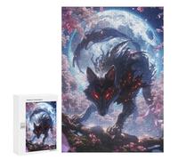 300 PCS Rompecabezas para Adolescentes Black Wolf with Red Eyes Rompecabezas para Adultos Juegos Relajantes Mejora La Memoria Interacción Entre Padres E Hijos 300 PCS