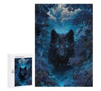 300 PCS Rompecabezas para Adolescentes Blue-Eyed Wolf in Forest Rompecabezas para Adolescentes Desafío Difícil Cada Pieza Es Única - Juguetes Educativos De Aprendizaje 300 PCS