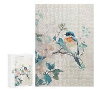 300 PCS Rompecabezas para Adolescentes Bluebird on Branch with Flowers Rompecabezas para Adultos Juegos Relajantes Mejora La Memoria Interacción Entre Padres E Hijos 300 PCS