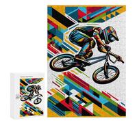 300 PCS Rompecabezas para Adolescentes BMX WPAP Colorful Pop Art Rompecabezas para Adultos Juego Práctico Difícil Interacción Entre Padres E Hijos 300 PCS