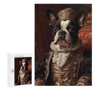 300 PCS Rompecabezas para Adolescentes Boston Terrier Renaissance Noble Regal Dog Portrait Rompecabezas para Adultos Juegos Familiares Desafío Difícil Ayuda A Ejercitar El Cerebro 300 PCS