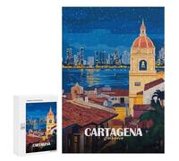 300 PCS Rompecabezas para Adolescentes Cartagena Colombia Cityscape at Night Rompecabezas para Adultos Juego Práctico Difícil Interacción Entre Padres E Hijos 300 PCS
