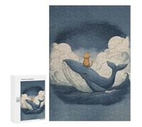 300 PCS Rompecabezas para Adolescentes Cat Riding A Whale Rompecabezas para Adultos Juegos Divertidos Regalo De Cumpleaños Cumpleaños Y Navidad 300 PCS