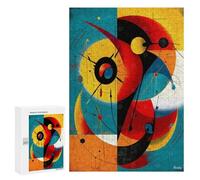 300 PCS Rompecabezas para Adolescentes Celestial Mechanics - Modern Cosmic Geometry in Cyan, Gold, and Vermillion Rompecabezas para Adultos Juego Práctico Difícil Interacción Entre Padres E Hijos 300