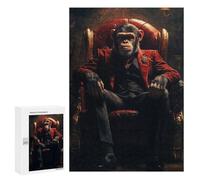 300 PCS Rompecabezas para Adolescentes Chimpanzee Boss in Suit Rompecabezas para Adultos Juegos Relajantes Mejora La Memoria Interacción Entre Padres E Hijos 300 PCS