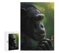 300 PCS Rompecabezas para Adolescentes Chimpanzee with Butterfly Rompecabezas para Adultos Juegos Divertidos Regalo De Cumpleaños Cumpleaños Y Navidad 300 PCS