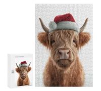300 PCS Rompecabezas para Adolescentes Christmas Highland Cow Portrait Rompecabezas para Adultos Juegos Familiares Mejora La Memoria Regalos para Amigos Y Familiares 300 PCS