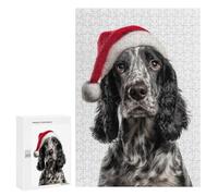 300 PCS Rompecabezas para Adolescentes Cocker Spaniel Dog with Santa Hat Rompecabezas para Adultos Juguetes Antiestrés Desafío Difícil Cumpleaños