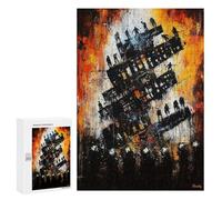 300 PCS Rompecabezas para Adolescentes Collapse of Order - Expressionist Dystopian Cityscape Rompecabezas para Adultos Juegos De Relajación Decoración De Pared Ayuda A Ejercitar El Cerebro 300 PCS