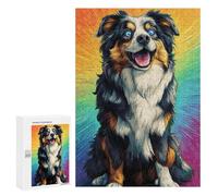 300 PCS Rompecabezas para Adolescentes Colorful Australian Shepherd Art Print -1 Rompecabezas para Adolescentes Desafío Difícil Desafío Educativo Diversión Familiar Y Noche De Juegos 300 PCS