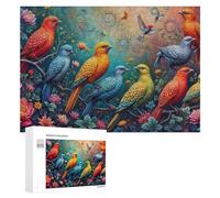 300 PCS Rompecabezas para Adolescentes Colorful Birds Garden Rompecabezas para Adultos Juegos Familiares Regalo De Cumpleaños Diversión En Casa Actividades, 300 PCS