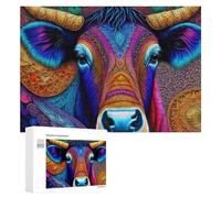 300 PCS Rompecabezas para Adolescentes Colorful Bull Mandala Artwork Rompecabezas para Adolescentes Juguetes Antiestrés Vacaciones En Casa Matar El Tiempo Desafío Educativo 300 PCS
