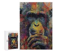 300 PCS Rompecabezas para Adolescentes Colorful Chimpanzee Art Print Rompecabezas para Adolescentes Mejora La Memoria Desafiante De Completar Aprendizaje Juguetes Educativos 300 PCS