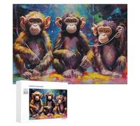 300 PCS Rompecabezas para Adolescentes Colorful Chimpanzee Trio Rompecabezas para Adultos Juego Familiar Análisis Y Lógica Regalos para Reducir El Estrés 300 PCS