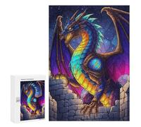 300 PCS Rompecabezas para Adolescentes Colorful Dragon on Castle Wall Rompecabezas para Adultos Juegos Relajantes Que Mejoran La Memoria Actividades Divertidas En Casa 300 PCS
