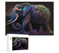 300 PCS Rompecabezas para Adolescentes Colorful Elephant with Tree Illustration Rompecabezas para Adultos Juguetes Antiestrés Regalo De Cumpleaños Regalo De Cumpleaños, Regalos, 300 PCS