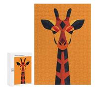 300 PCS Rompecabezas Para Adolescentes Colorful Giraffe Vector Portrait on Bright Orange Rompecabezas Para Adultos Regalos De Cumpleaños Juego Familiar Apto Para Personas De 14 Años En Adelante 300 PC