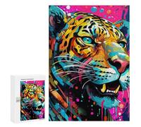 300 PCS Rompecabezas para Adolescentes Colorful Leopard Art Print-8 Rompecabezas para Adultos Juego Práctico Desafío Difícil 300 PCS