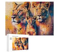300 PCS Rompecabezas para Adolescentes Colorful Lion Family Portrait Rompecabezas para Adultos Juego Práctico Desafío Difícil Cumpleaños Y Navidad 300 PCS