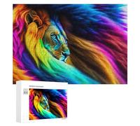 300 PCS Rompecabezas para Adolescentes Colorful Lion Wall Art Print Rompecabezas para Adultos Juguetes Antiestrés Regalo De Cumpleaños Regalo De Cumpleaños, Regalos, 300 PCS