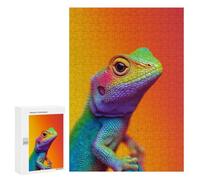 300 PCS Rompecabezas para Adolescentes Colorful Lizard Close-Up Rompecabezas para Adolescentes Desafío Difícil Desafío Educativo Diversión Familiar Y Noche De Juegos 300 PCS