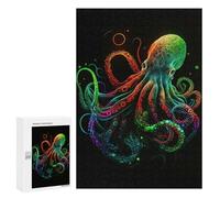300 PCS Rompecabezas para Adolescentes Colorful Neon Octopus Rompecabezas para Adultos Juegos Relajantes Que Mejoran La Memoria Actividades Divertidas En Casa 300 PCS