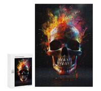 300 PCS Rompecabezas para Adolescentes Colorful Neon Skull Rompecabezas para Adultos Juegos Familiares Desafío Difícil Ayuda A Ejercitar El Cerebro 300 PCS