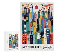 300 PCS Rompecabezas para Adolescentes Colorful New York City Jazz Night Rompecabezas para Adolescentes para Aliviar El Estrés. Cada Pieza Es Única Toda La Familia.