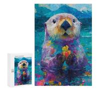 300 PCS Rompecabezas para Adolescentes Colorful Otter with Gift Box Rompecabezas para Adultos Que Mejoran La Memoria Juegos De Ingenio Familiares Difíciles Y Desafiantes 300 PCS