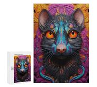 300 PCS Rompecabezas para Adolescentes Colorful Rat Portrait Rompecabezas para Adolescentes Juguetes Antiestrés Vacaciones En Casa Matar El Tiempo Desafío Educativo 300 PCS