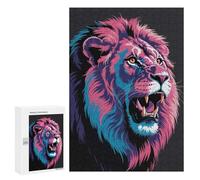 300 PCS Rompecabezas para Adolescentes Colorful Roaring Lion Head Illustration Rompecabezas Juegos Relajantes Desafío Difícil Desafiante De Completar 300 PCS