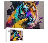 300 PCS Rompecabezas para Adolescentes Colorful Tiger Art Print-7 Rompecabezas para Adultos Juego Familiar Análisis Y Lógica Regalos para Reducir El Estrés 300 PCS