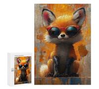 300 PCS Rompecabezas para Adolescentes Cool Fox in Sunglasses Rompecabezas para Adultos Juegos Familiares Desafío Difícil Ayuda A Ejercitar El Cerebro 300 PCS