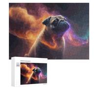 300 PCS Rompecabezas para Adolescentes Cosmic Pug Portrait Rompecabezas para Adultos Juegos Familiares Regalo De Cumpleaños Diversión En Casa Actividades, 300 PCS