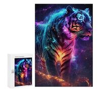 300 PCS Rompecabezas para Adolescentes Cosmic Tiger Artwork Rompecabezas para Adolescentes Juguetes Antiestrés Vacaciones En Casa Matar El Tiempo Desafío Educativo 300 PCS