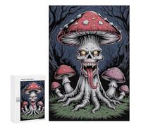 300 PCS Rompecabezas para Adolescentes Creepy Mushroom Skull in Dark Forest Rompecabezas para Adultos Juegos Familiares Mejora La Memoria Regalos para Amigos Y Familiares 300 PCS