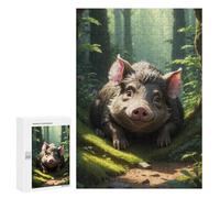 300 PCS Rompecabezas para Adolescentes Curious Piglet in The Wood Rompecabezas para Adultos Juegos Relajantes Mejora La Memoria Interacción Entre Padres E Hijos 300 PCS