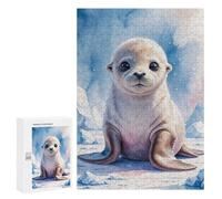 300 PCS Rompecabezas para Adolescentes Cute Baby Seal Pup Watercolor Rompecabezas para Adultos Juegos De Relajación Decoración De Pared Ayuda A Ejercitar El Cerebro 300 PCS