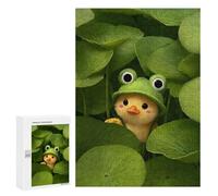 300 PCS Rompecabezas para Adolescentes Cute Chick with Frog Hat in Lilypads Rompecabezas para Adultos Juego Práctico Difícil Interacción Entre Padres E Hijos 300 PCS