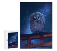 300 PCS Rompecabezas para Adolescentes Cute Owl on Torii Gate Japan Rompecabezas para Adultos Juegos De Relajación Decoración De Pared Ayuda A Ejercitar El Cerebro 300 PCS