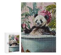 300 PCS Rompecabezas para Adolescentes Cute Panda Bath Wine Glass Rompecabezas para Adultos Juego Práctico Montaje De Patrones Cumpleaños Y Navidad 300 PCS