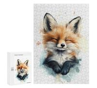 300 PCS Rompecabezas para Adolescentes Cute Smiling Fox Watercolor Rompecabezas Juegos Relajantes Pero Divertidos Y Humorísticos Cumpleaños Y Navidad 300 PCS