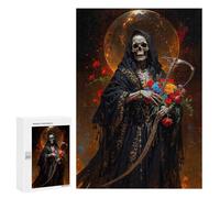 300 PCS Rompecabezas para Adolescentes Death, Santa Muerte with Roses Rompecabezas para Adultos Juego Práctico Difícil Interacción Entre Padres E Hijos 300 PCS