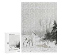 300 PCS Rompecabezas para Adolescentes Deer in Winter Forest Painting Rompecabezas para Adultos Juegos Familiares Mejora La Memoria Regalos para Amigos Y Familiares 300 PCS