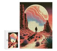 300 PCS Rompecabezas para Adolescentes Desert Wanderer Under A Giant Moon Rompecabezas Juegos Relajantes Pero Divertidos Y Humorísticos Cumpleaños Y Navidad 300 PCS